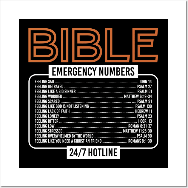 Bible Emergency Numbers Wall Art by Caskara